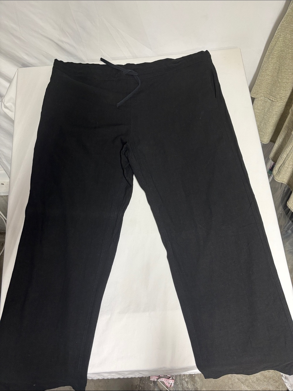 Island Importer 100% Linen Drawstring Pants Men's Large 32 Black Beach Resort Ca